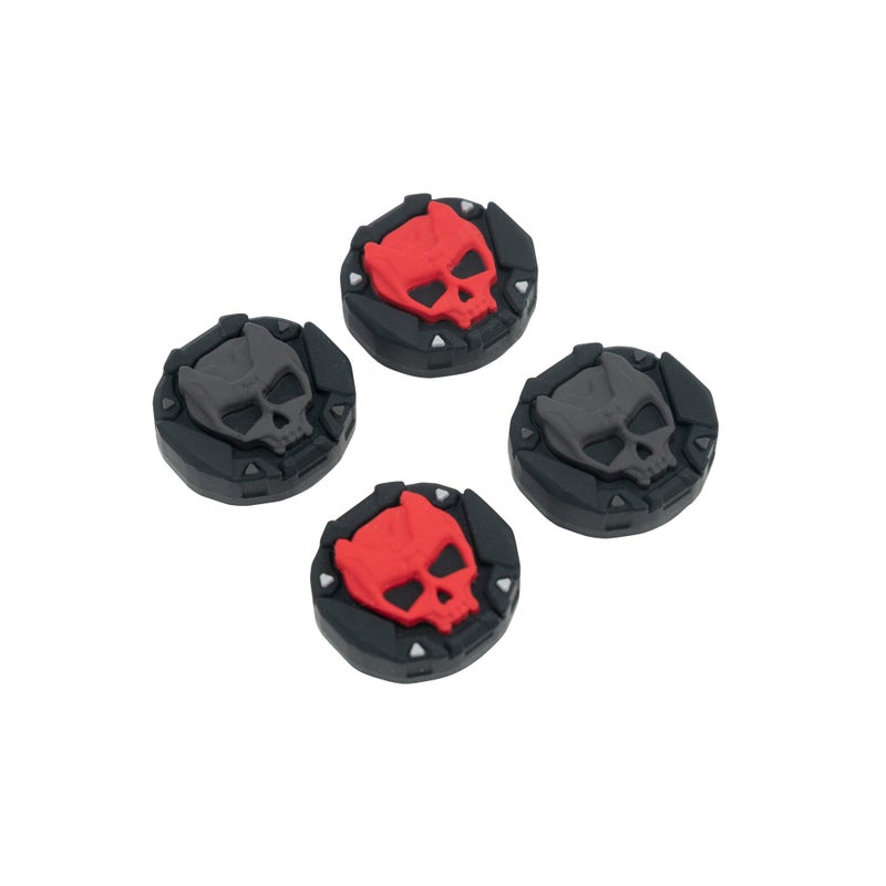 GeekShare Skull Thumb Grip Caps for PS5 Controller, Thumbsticks Cover Set Compatible with Switch Pro Controller and PS4 PS5 Controller, 2 Pairs / 4 Pcs (Black & Red) - Image 1