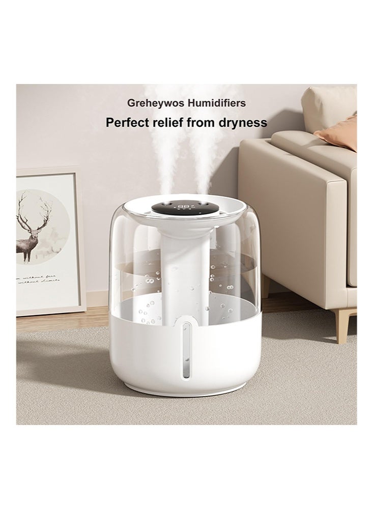 Humidifier for Home, 5.9L Large Capacity Cool Mist Ultrasonic Humidifier with LCD Display, Quiet Operation for Living Room, Baby Room, Plants - White - Image 2