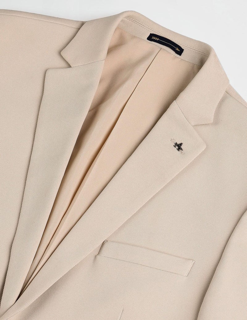 Arrow Men's Blazers with Notch Lapel Collar & Double-Vented Hem, Single Breasted Regular Fit Blazers for Men - 44, Beige - Image 2