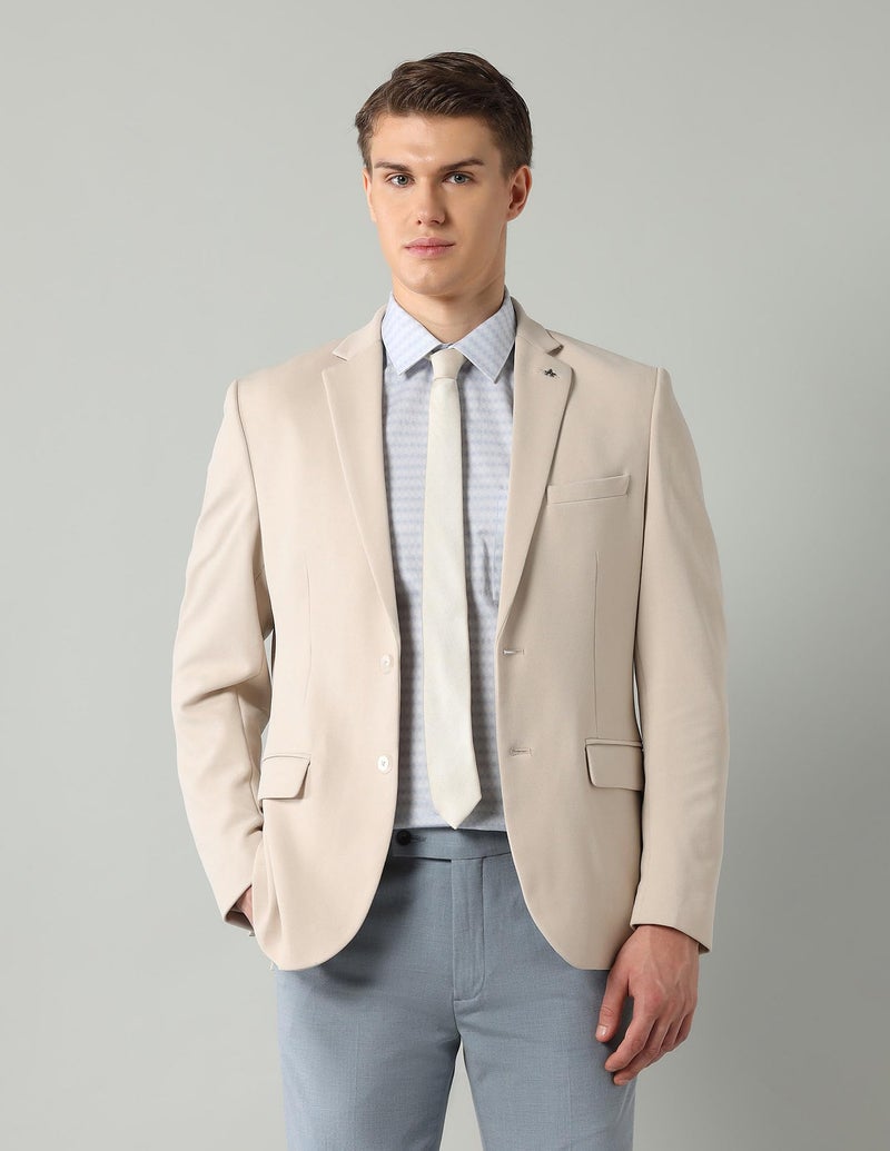 Arrow Men's Blazers with Notch Lapel Collar & Double-Vented Hem, Single Breasted Regular Fit Blazers for Men - 44, Beige - Image 4