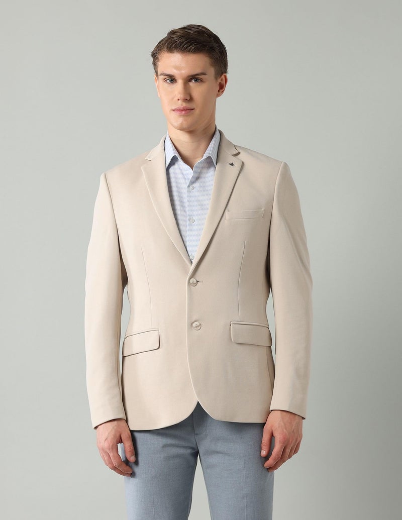 Arrow Men's Blazers with Notch Lapel Collar & Double-Vented Hem, Single Breasted Regular Fit Blazers for Men - 44, Beige - Image 3