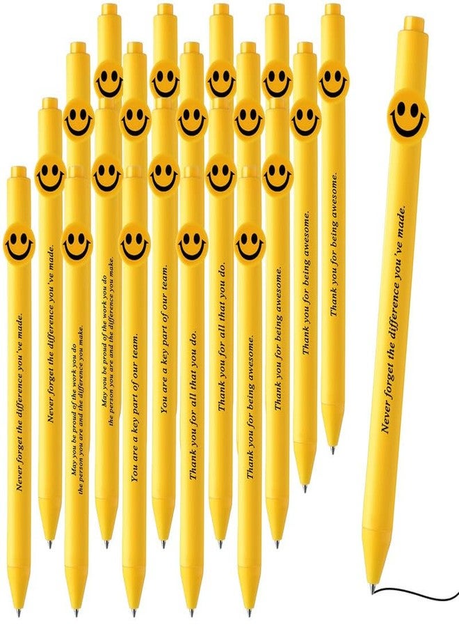 Qilery 50 Pcs Motivational Pens Bulk 5 Styles Inspirational Quotes Smile Face Ballpoint Pens Black Ink Smooth Writing Employee Appreciation Gifts Thank You Gifts - Image 1