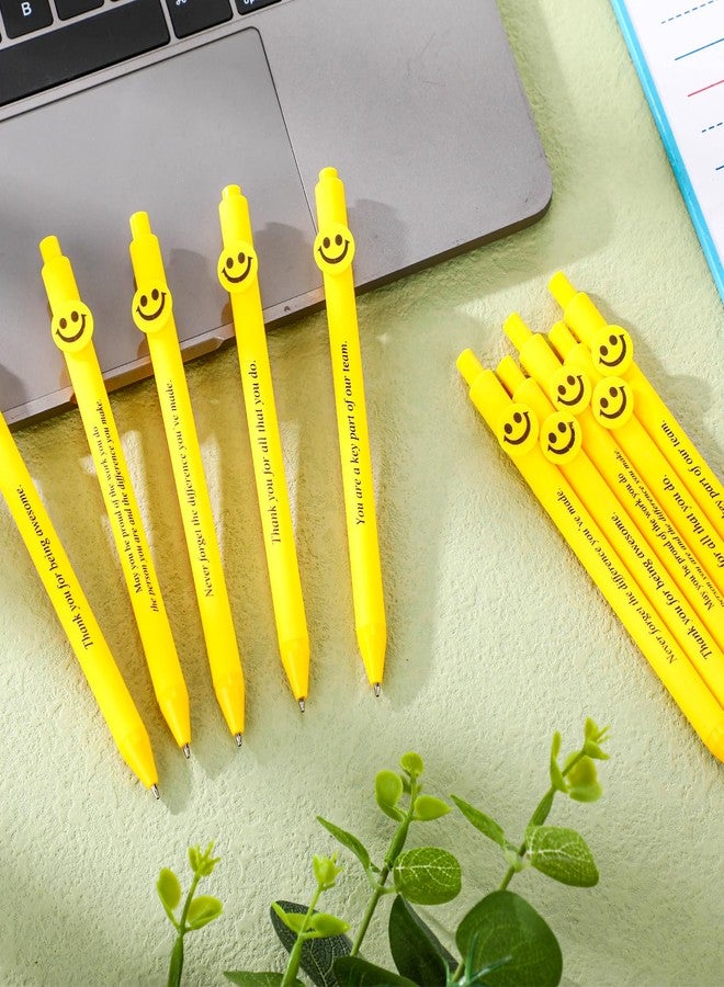 Qilery 50 Pcs Motivational Pens Bulk 5 Styles Inspirational Quotes Smile Face Ballpoint Pens Black Ink Smooth Writing Employee Appreciation Gifts Thank You Gifts - Image 4