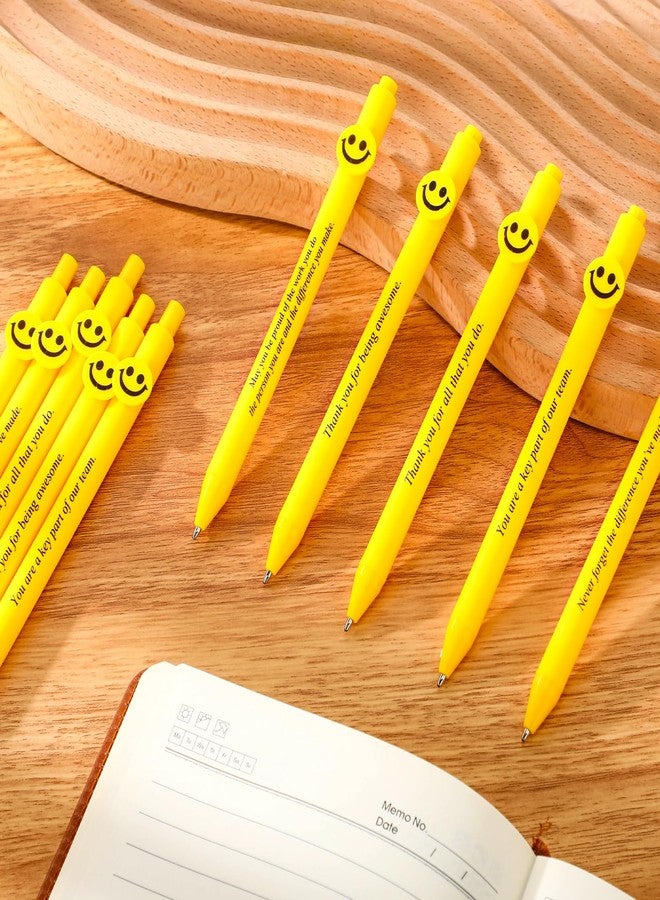 Qilery 50 Pcs Motivational Pens Bulk 5 Styles Inspirational Quotes Smile Face Ballpoint Pens Black Ink Smooth Writing Employee Appreciation Gifts Thank You Gifts - Image 5