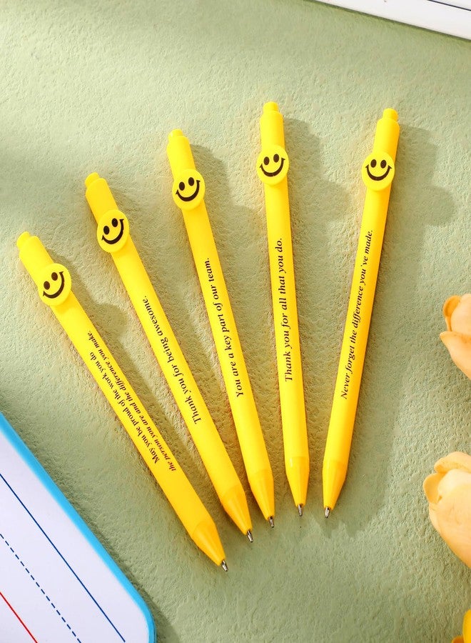 Qilery 50 Pcs Motivational Pens Bulk 5 Styles Inspirational Quotes Smile Face Ballpoint Pens Black Ink Smooth Writing Employee Appreciation Gifts Thank You Gifts - Image 3