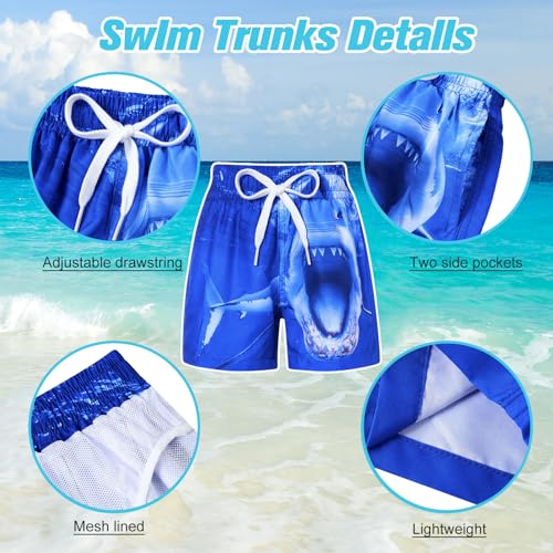 uideazone Boys Swimming Trunks Shark Printed Swim Trunks Kids Beach Board Shorts Swimsuit with Mesh Lining Size 8 Size 9 Size 10 - Image 5