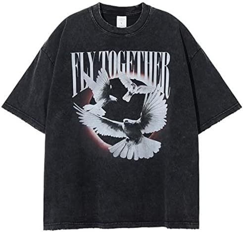 Y2K Vintage Oversize Hip Hop Washed Print Tee 2-black  - Image 2