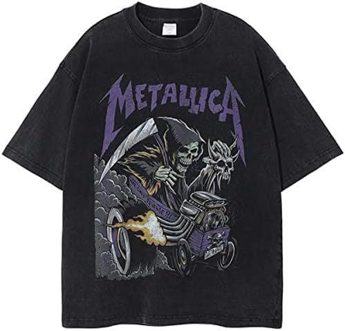 Y2K Vintage Oversize Hip Hop Washed Print Tee 2-black  - Image 1