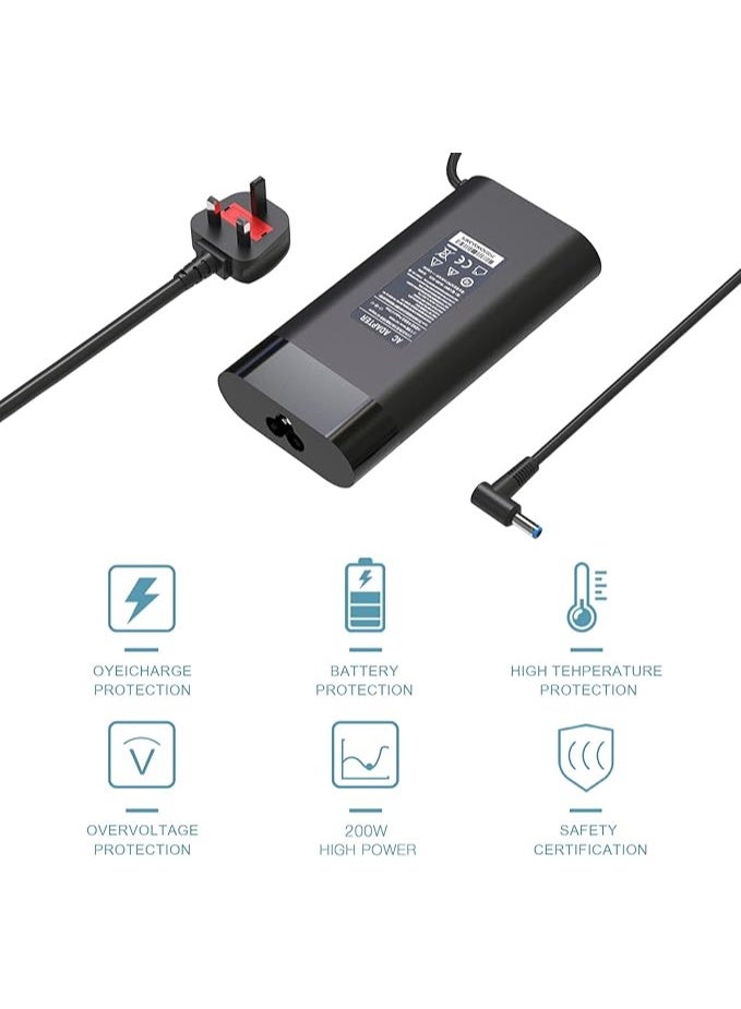 Terabyte شاحن لابتوب بديل 200 واط 19.5 فولت 10.3 أمبير لأومن 15 17، HP بافيليون جيمينج 15 16 17، ZBook فيوري كريت ستوديو باور 15 17 G3 G4 G5 G6 G7 G8، TPN-LA21 TPN-DA10 ADP-200HB B كابل محول الطاقة - Image 2