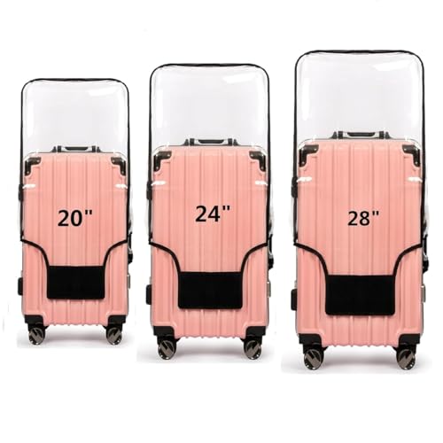 Tusmad Suitcase Cover | 20", 24", 28" Transparent PVC Luggage Cover for Hard Trolley Bag | Waterproof Clear Protective Trolley Bag Cover with Zipper, Travel Dustproof Protector (Pack of 3) - Image 1