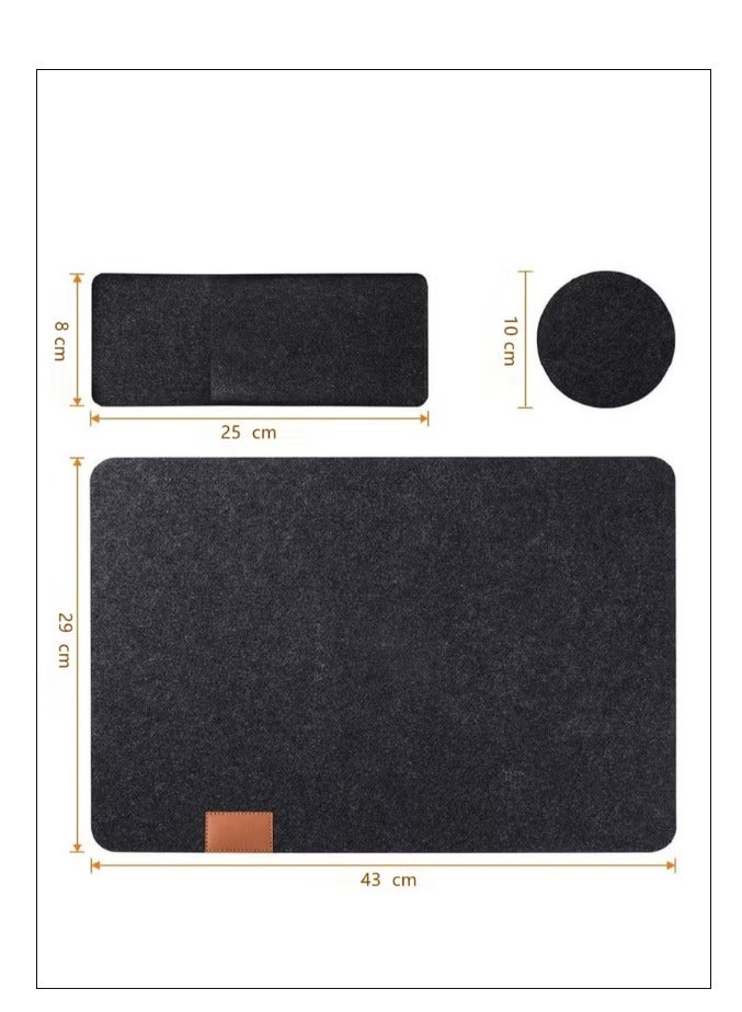 Felt Placemats Coasters Cutlery Set, Heat-Resistant Non-Slip Table Place Mats for Home and Restaurant Washable Table Mats Set with 4 Placemats, 4 Coasters, and 4 Cutlery Bags(Deep Grey) - Image 4