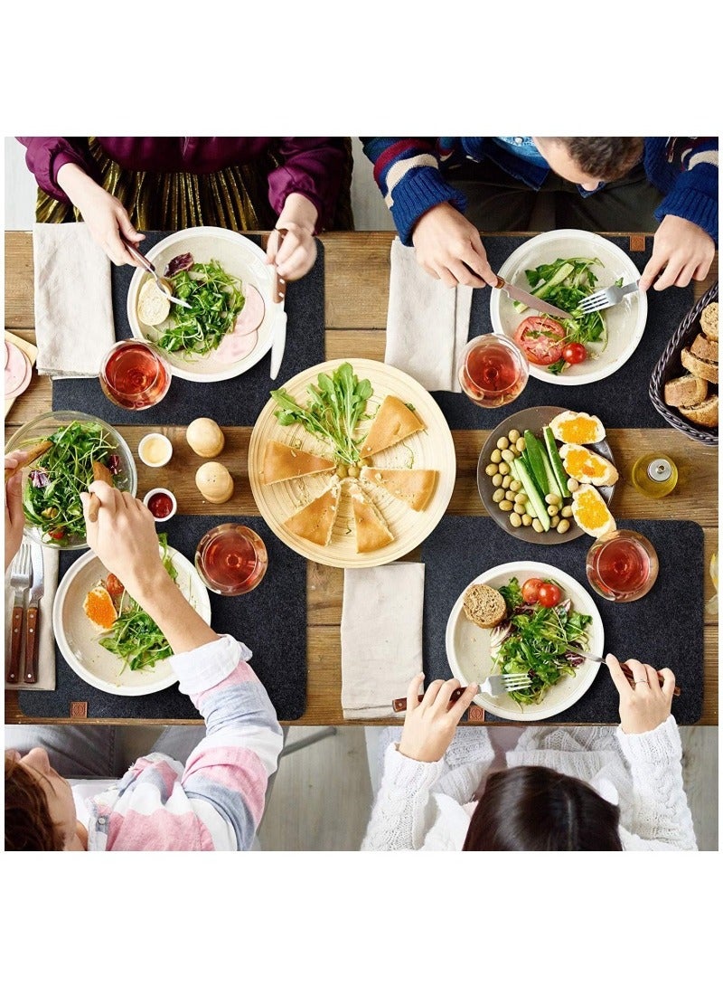 Felt Placemats Coasters Cutlery Set, Heat-Resistant Non-Slip Table Place Mats for Home and Restaurant Washable Table Mats Set with 4 Placemats, 4 Coasters, and 4 Cutlery Bags(Deep Grey) - Image 2