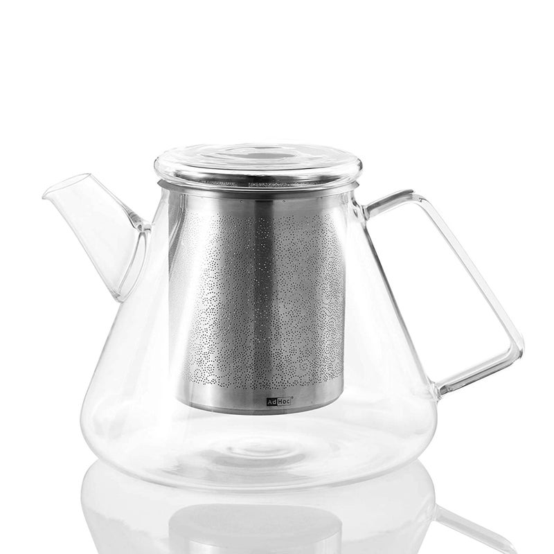 AdHoc Orient Glass Teapot  Tea Kettle and Removable Infuser for Loose Leaf Tea  Large Glass Teapot for Stove Top  Small Tea Kettle  50 fluid oz