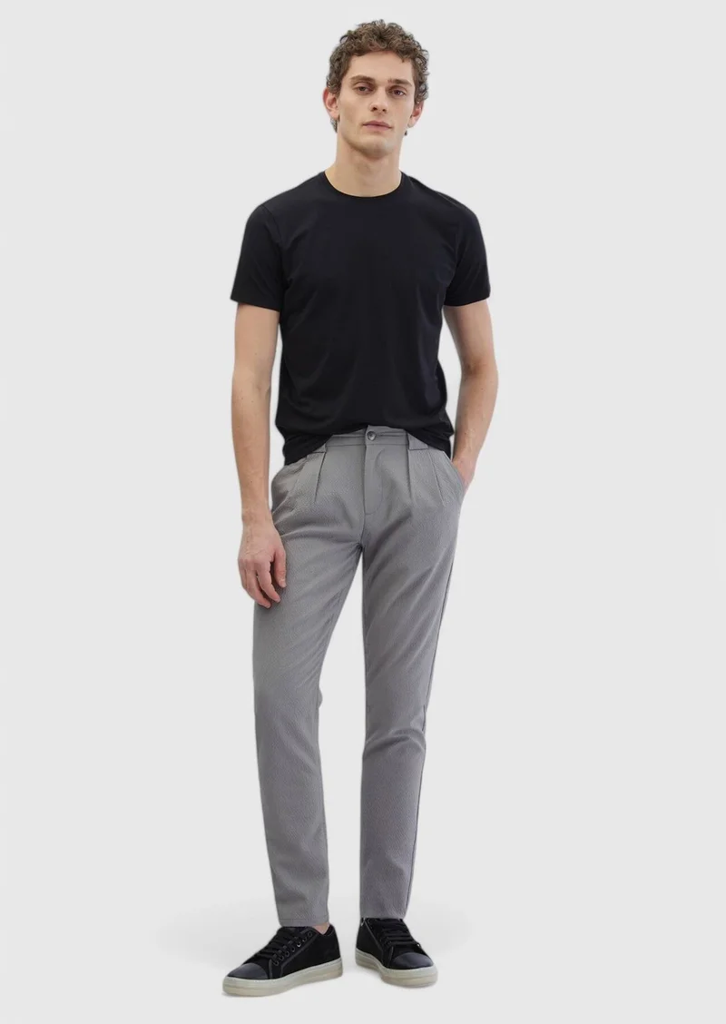 RAMSEY Black Plain Crew Neck Cotton Blended T-Shirt