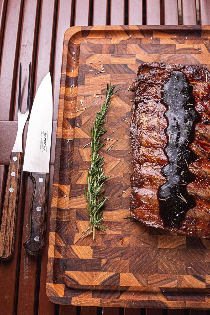 ترامونتينا لوح شواء مستطيل الشكل من خشب تيكال، معتمد من مجلس رعاية الغابات (FSC)، بتشطيب زيت معدني، مقاس 45 × 34 سم، رقم المنتج 13422351 - Image 3