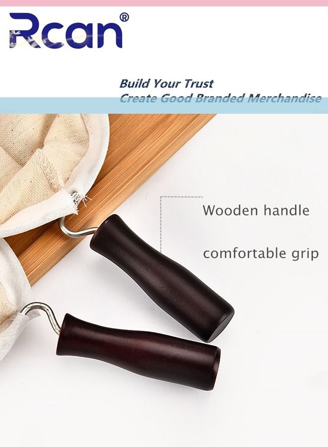Rcan Handcrafted Wooden Handles Flannel Cloth Coffee Filter Bag Reusable Mesh Coffee Drip Filter for Pourover Pots Sharing Pots Coffee Maker Filter Cups for Beginners  - Image 5