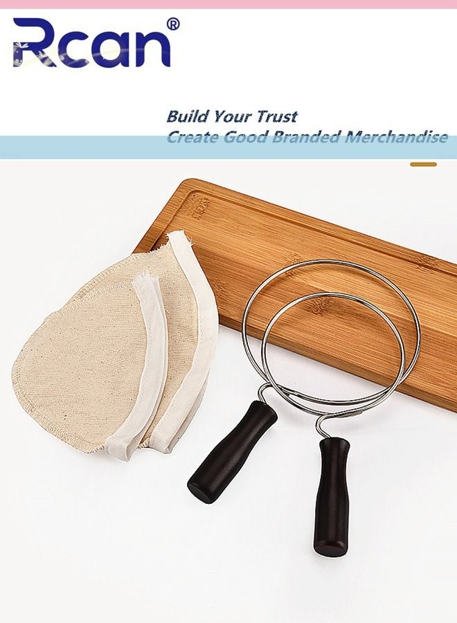 Rcan Handcrafted Wooden Handles Flannel Cloth Coffee Filter Bag Reusable Mesh Coffee Drip Filter for Pourover Pots Sharing Pots Coffee Maker Filter Cups for Beginners  - Image 4