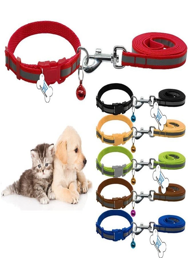 THE DDS STORE طوق أمان للحيوانات الأليفة من متجر DDS، مزود بأجراس، مناسب للقطط والكلاب والجراء والقطط الصغيرة، مع مشبك، وحزام للقطط مزود بجرس (أحمر)، 10 سم، عرض × 10 سم، قابل للتعديل - Image 1