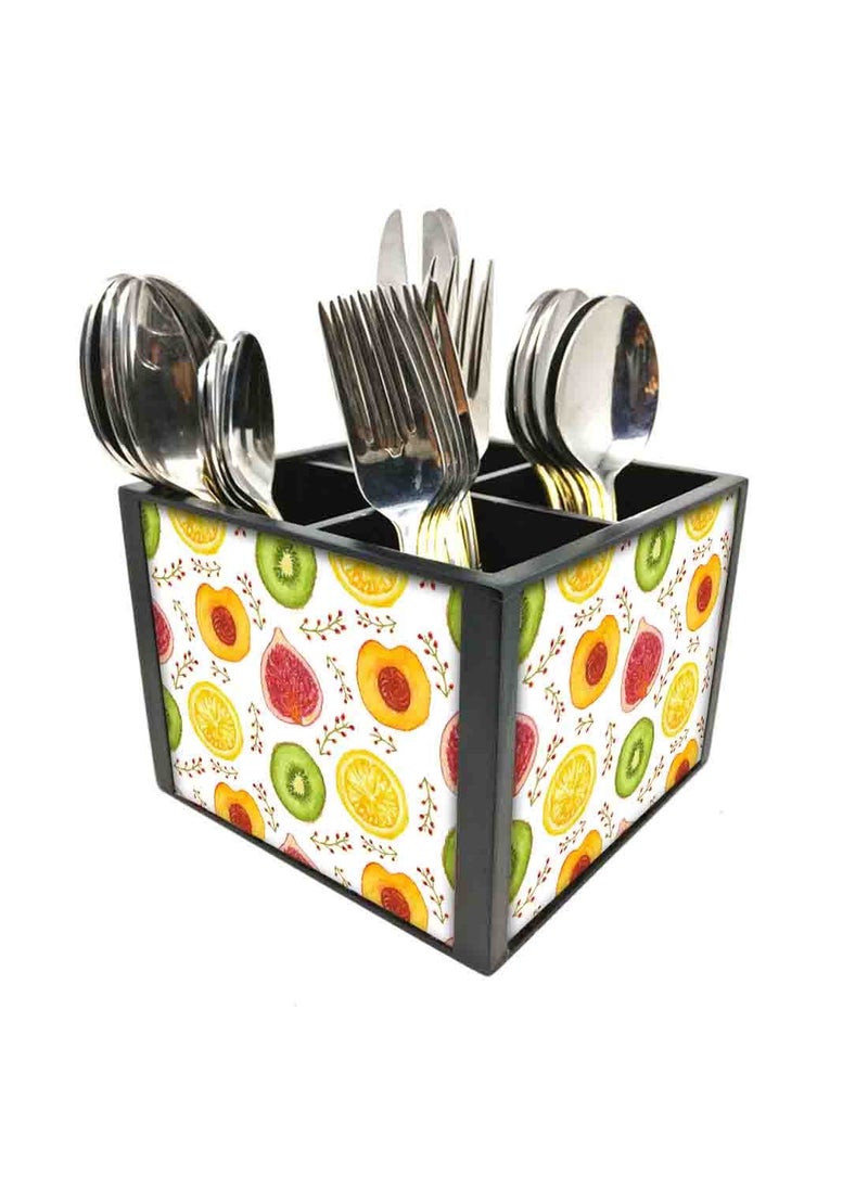 Nutcase Nutcase Designer Cutlery Stand Holder Silverware CaddySpoons Forks Knives Organizer for Dining Table kitchen W575 x H 425 x L55SPOONS NOT INCLUDED Kiwis  - Image 1