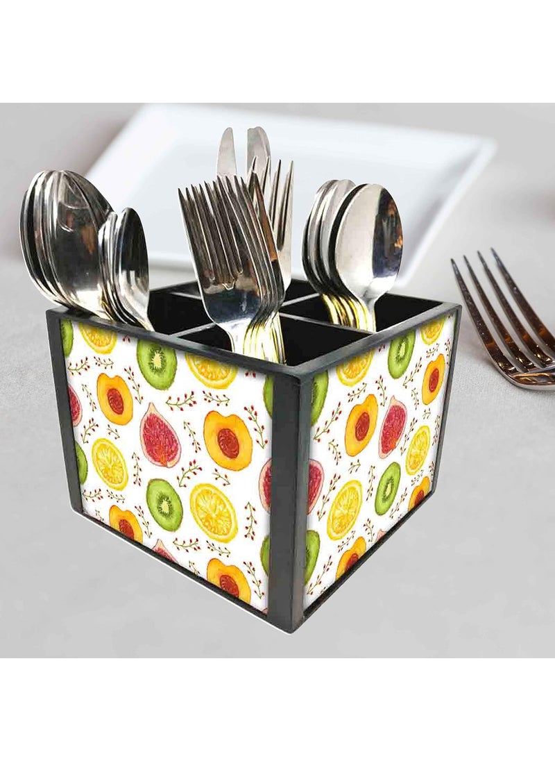 Nutcase Nutcase Designer Cutlery Stand Holder Silverware CaddySpoons Forks Knives Organizer for Dining Table kitchen W575 x H 425 x L55SPOONS NOT INCLUDED Kiwis  - Image 2