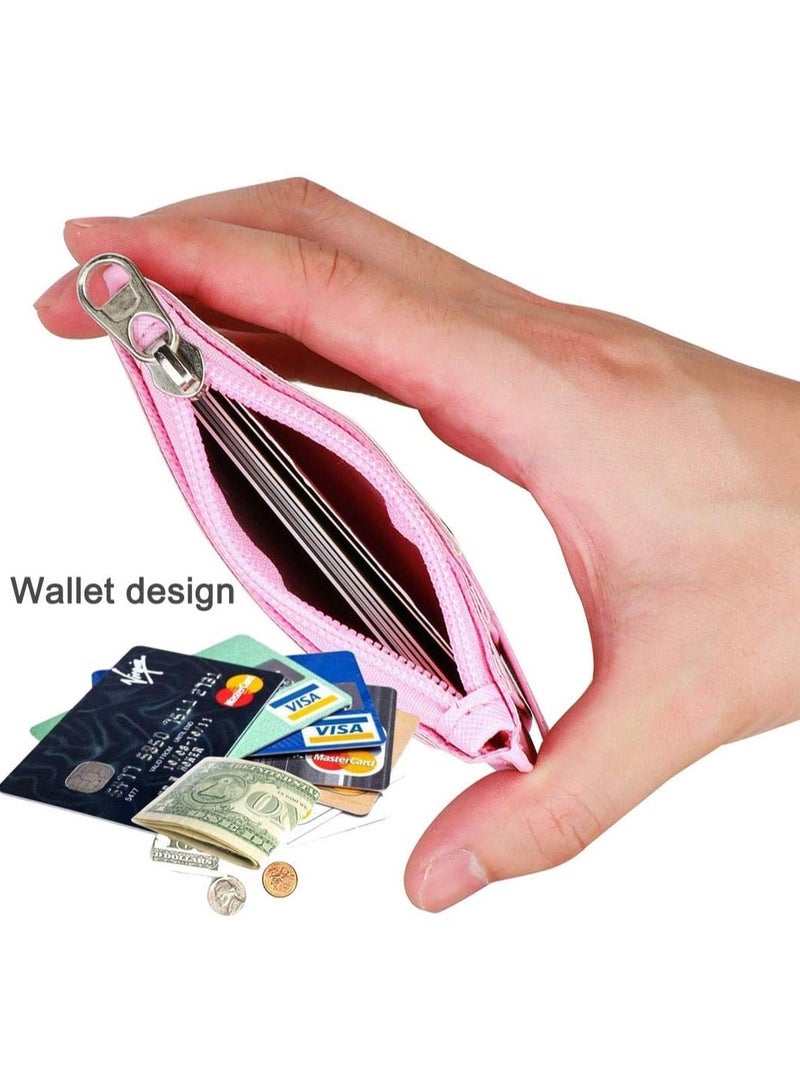 With Zip Badge Holder, Cute ID Badge Holder Wallet Leather Credit Card Holder Zip Wallet with Lanyard, 2 5 Card Slots and Key Chain for Boys and Girls, Men and Women, Office Workers - Image 3