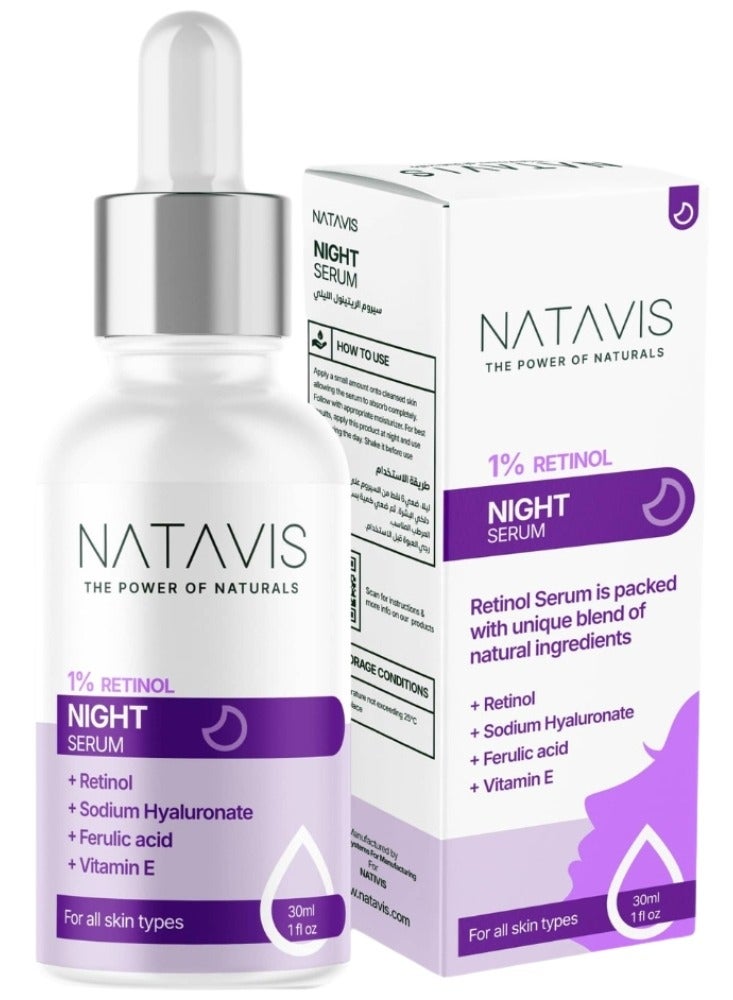 NATAVIS Retinol Serum – 30 ml – Hyaluronic Acid - Anti-Aging - Deep Hydration & Boosts collagen - Image 1