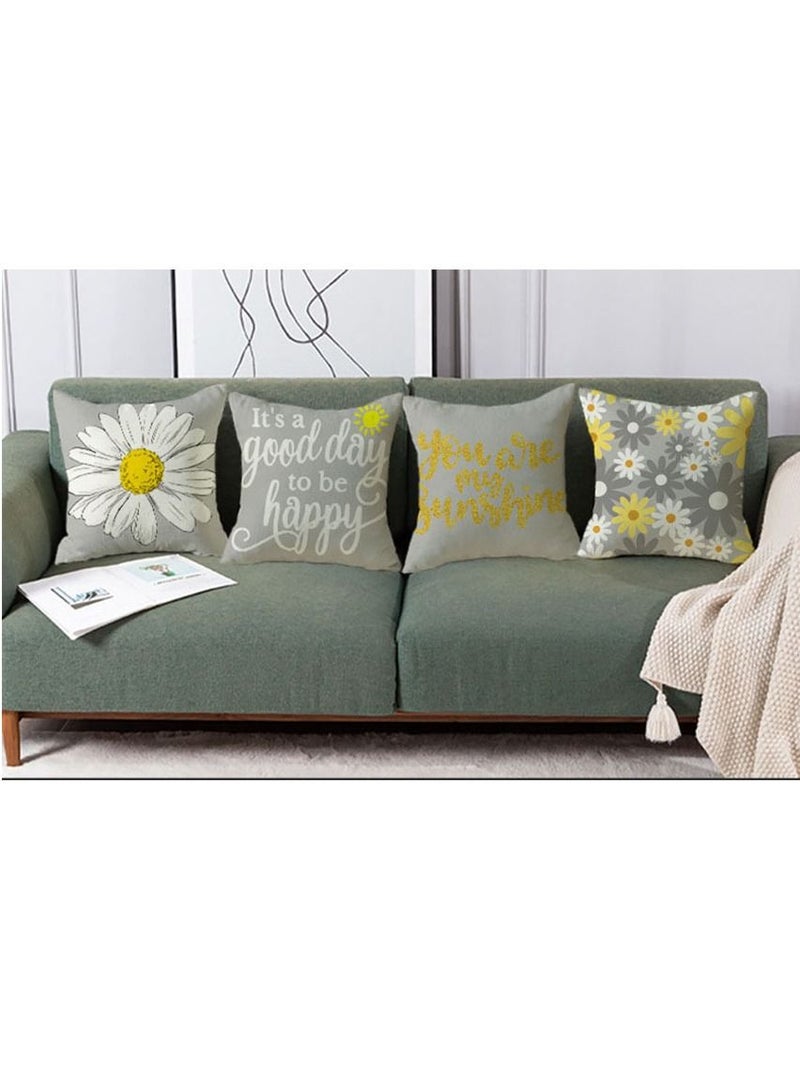 NIBEMINENT Throw Pillowcase, 4-Piece Home Decoration Small Daisy Pattern Decorative indoor Pillow Case for Couch Sofa Chair - Image 5