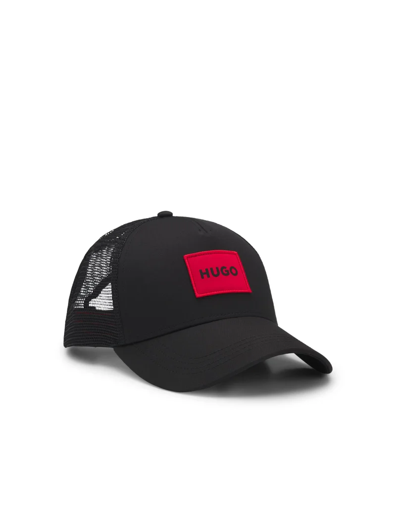 HUGO Twill trucker cap with red logo label
