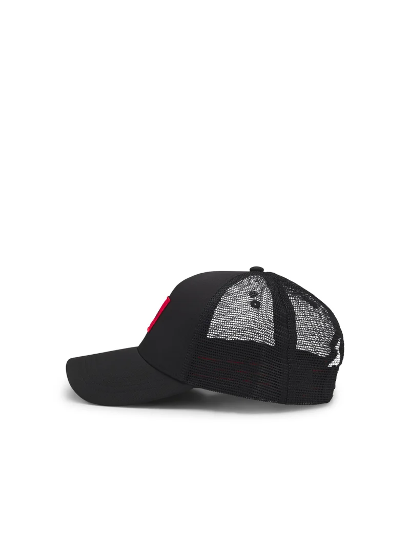 HUGO Twill trucker cap with red logo label