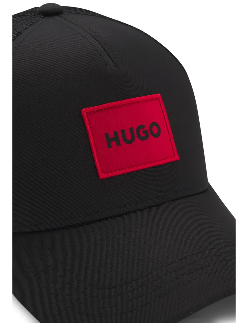 HUGO Twill trucker cap with red logo label