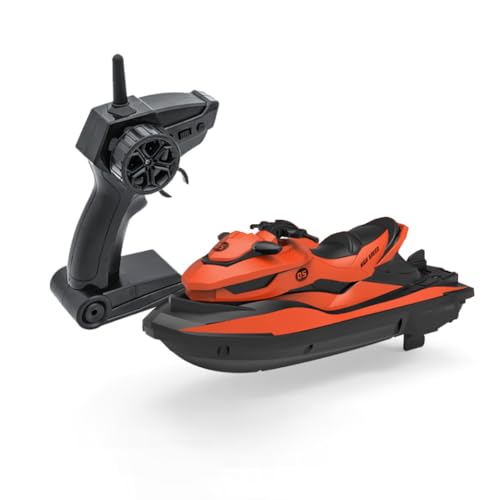Miracland 24GHz Remote Control Jet Ski High Speed RC Motorboat Water Toy with Dual Propellers 2 Speed Levels 50 Meters Control Range Orange - Image 1