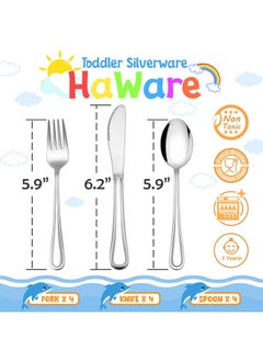 12Piece Kids Silverware Haware Stainless Steel Toddler Utensils Flatware Set Preschooler Eating Utensils Includes 4 Spoons 4 Forks 4 Knives Metal Children Cutlery For Home School Mirror Finished - pzsku/Z5F2E390BEAA57BFE75B0Z/45/_/1698514827/e7f1ad50-e828-4ec1-aabf-ce6fe46b83e4