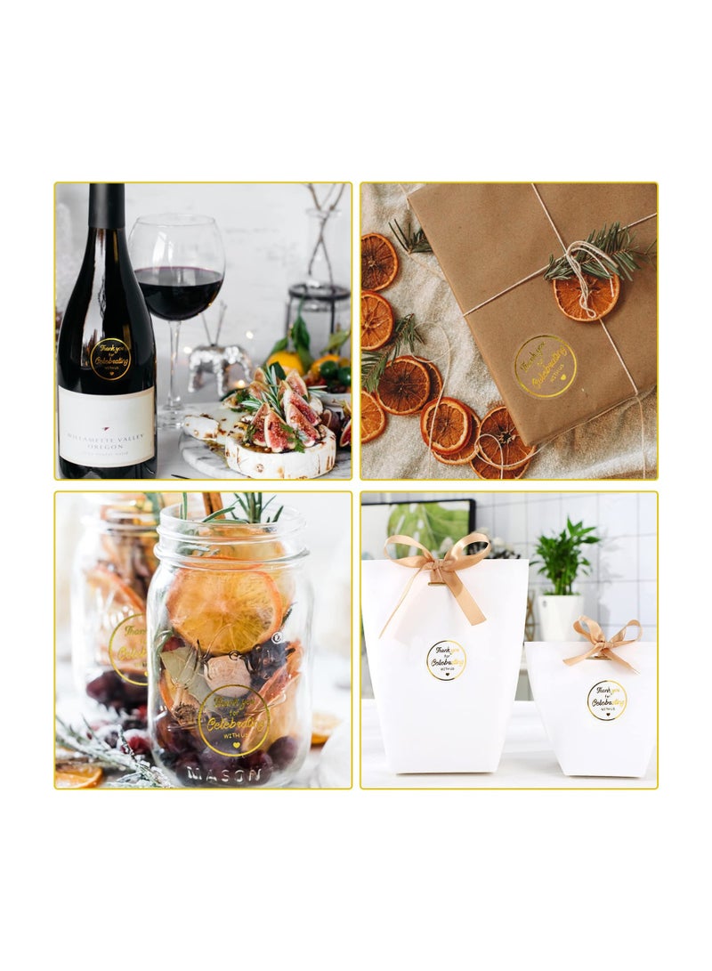 Zikra Thank You for Celebrating with us Self-Adhesive Stickers Roll, Gold Foil Round Clear Stickers, Personalized Gift Stickers for Envelope Seals, Gift Wrapping, Gift Bags, Weddings, and Baby Shower(2pack) - Image 4