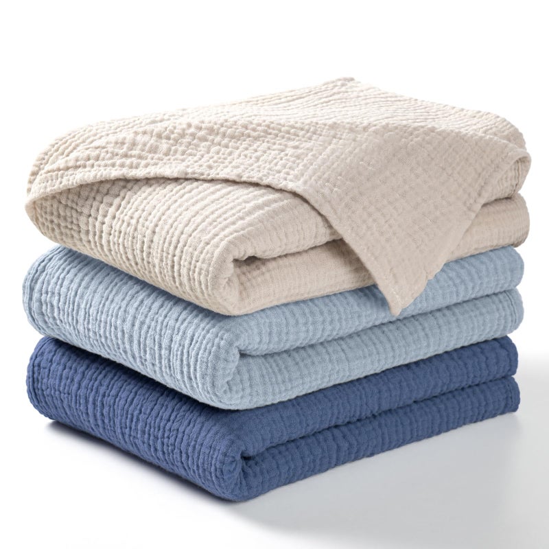 lulumoon Muslin Swaddle Blanket Baby Cotton Swaddling Blanket Soft Baby Receiving Blankets Neutral 3PackNavy