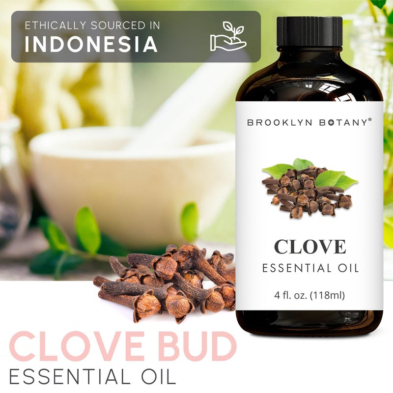 Brooklyn Botany زيت القرنفل الأساسي من بروكلين بوتاني - 4 أونصات سائلة ضخمة - 100% نقي وطبيعي - درجة ممتازة مع قطارة - للعلاج بالروائح وموزع الروائح - Image 3