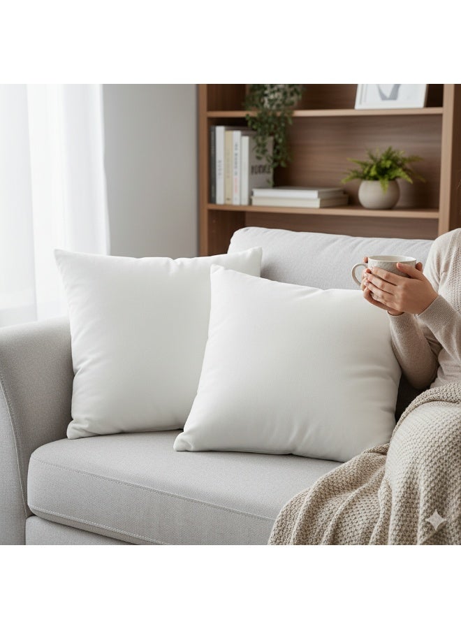 Harmony Home وسادة هارموني هوم الفاخرة، حشوات الوسائد الزخرفية (عبوة من 2، أبيض) - وسائد مربعة داخلية للسرير والأريكة - حشوات الوسائد من الألياف المجوفة (عبوة من 2، 40 × 40 سم) - Image 1