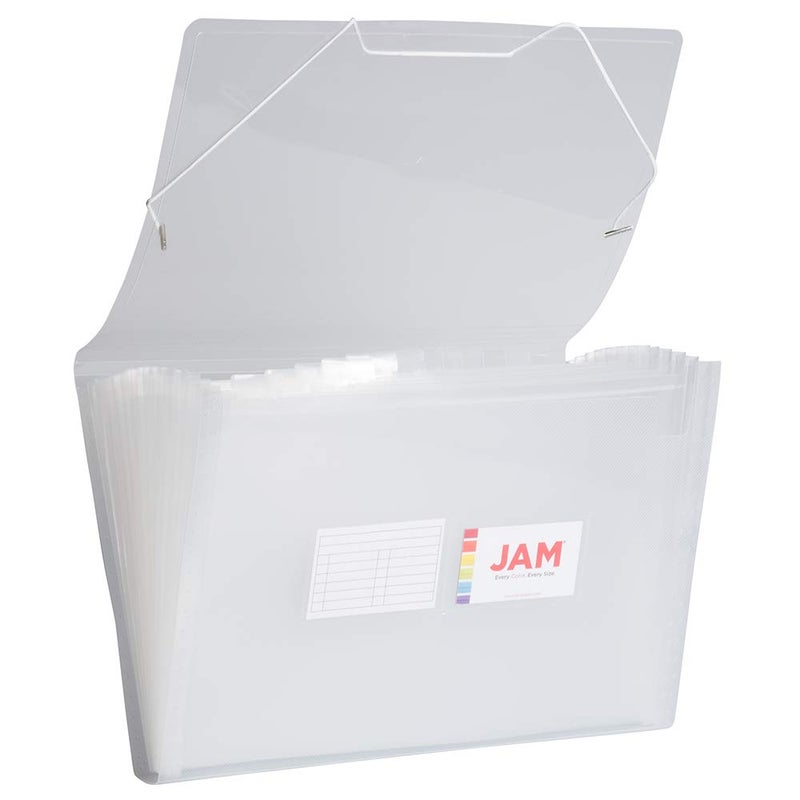 JAM PAPER Accordion Folders - 13 Pocket Plastic Expanding File - Legal Size - 10 x 15 - Clear - Sold Individually - Image 1