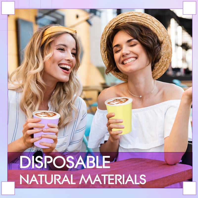 Zhehao 120 Pieces 8 oz Easter Disposable Cups Spring Plaid Paper Coffee Color Paper Cups for Pastel Rainbow Brithday Party Supplies Xmas Holiday Table Decorations(Pastel) - Image 4