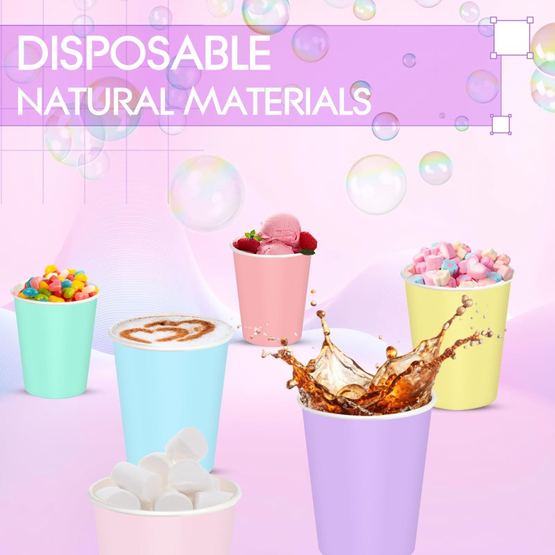 Zhehao 120 Pieces 8 oz Easter Disposable Cups Spring Plaid Paper Coffee Color Paper Cups for Pastel Rainbow Brithday Party Supplies Xmas Holiday Table Decorations(Pastel) - Image 3