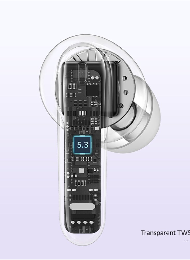 Usams - Transparent TWS Earbuds -- BE Series support stereo sound effect, HD microphone.6hrs playtime for the earphones, 36hrs for the charging case. - Image 1