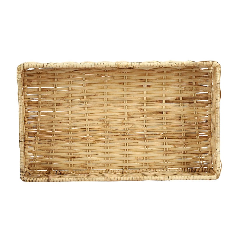 AKWAY Wicker Basket for Bathroom - Bamboo Organizer, Elegant Cane Serving Trays (Beige, 13 x 6.5 x 3, Rattan, Pack of 1) - Image 4