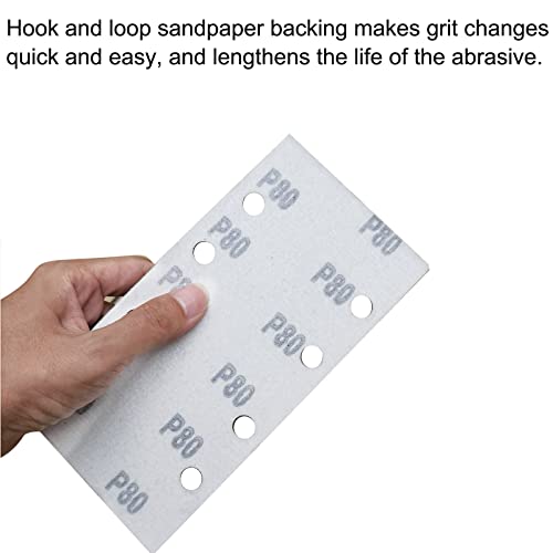 Tonmp 60 PCS Hook & Loop Sandpaper Sheets for 1/3 Sheet Sander – 60/80/100/120/150/240 Grit – Aluminum Oxide Sanding Paper for Wood, Metal, Paint & DIY Projects - Image 5