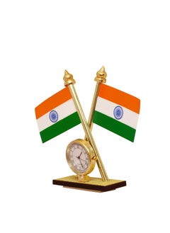 ShopClub ShopClub Universal Car Dashboard Indian Flag with Quartz Clock for Home Office Table Study Room Pack of 1  - Image 3