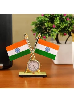 ShopClub ShopClub Universal Car Dashboard Indian Flag with Quartz Clock for Home Office Table Study Room Pack of 1  - Image 5