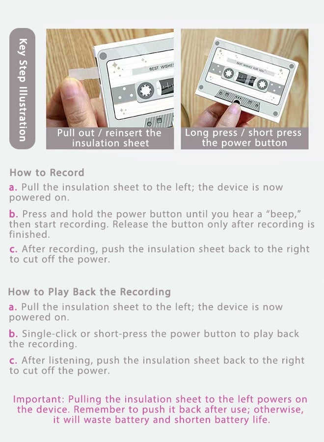 DAREU Voice Greeting Card – 60 Second Recordable Audio Card with Playback – Retro Cassette Talking Sound Card – Personalized Voice Message Greeting for Birthday, Wedding, Anniversary, Special Occasions – White - Image 3