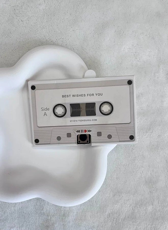 DAREU Voice Greeting Card – 60 Second Recordable Audio Card with Playback – Retro Cassette Talking Sound Card – Personalized Voice Message Greeting for Birthday, Wedding, Anniversary, Special Occasions – White - Image 5