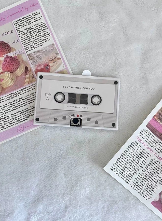 DAREU Voice Greeting Card – 60 Second Recordable Audio Card with Playback – Retro Cassette Talking Sound Card – Personalized Voice Message Greeting for Birthday, Wedding, Anniversary, Special Occasions – White - Image 4