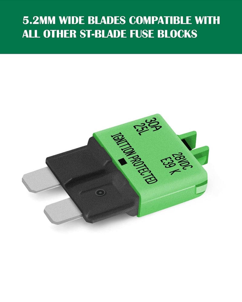 LENKRAD Automotive 30 Amp ATC/ATO Resettable Fuse 30A Manual Reset Standard Blade 30Amp Fuses Manual-Reset Circuit Breaker 30A for Car Truck RV Marine Boat Trolling Motorhome, 5 Pack - Image 2