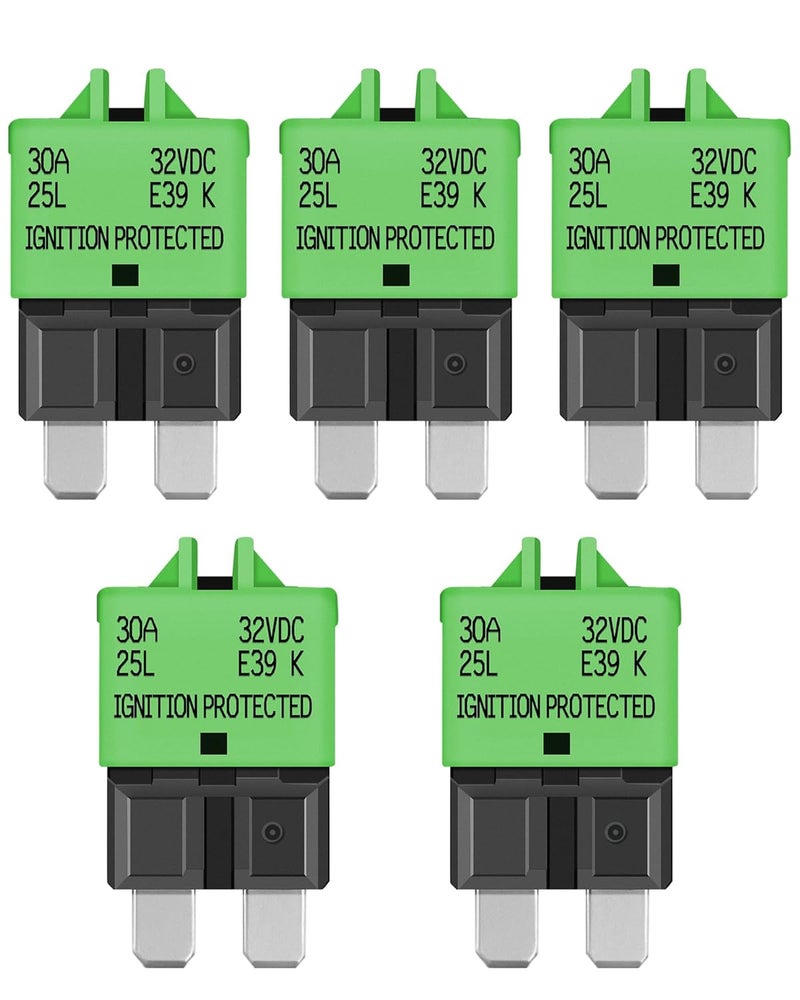 LENKRAD Automotive 30 Amp ATC/ATO Resettable Fuse 30A Manual Reset Standard Blade 30Amp Fuses Manual-Reset Circuit Breaker 30A for Car Truck RV Marine Boat Trolling Motorhome, 5 Pack - Image 1