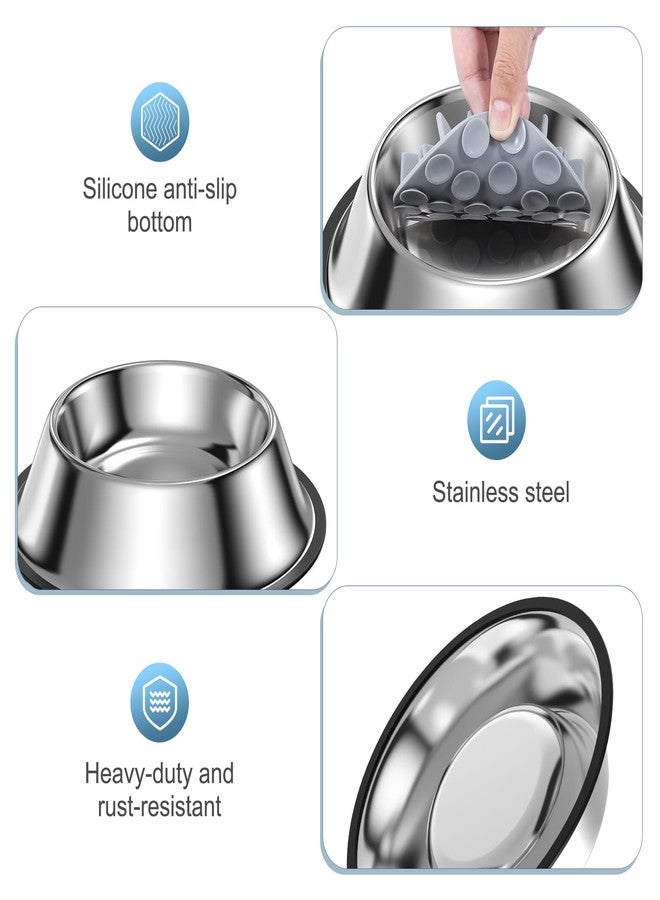 Ankilo 2-in-1 Metal Dog Bowl with Slow Feeder Insert, Food Grade 304 Slow Feeder Dog Bowls, Non-Slip Bottom, Pet Slower Food Feeding Bowls for Increases Feeding Time, Reduces Digestive Problems (M) - Image 3